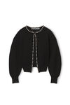 Alexander Wang black cardigan à col rond avec chaîne à billes en liseré