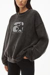 alexander wang sporty logo sweatshirt in reverse terry charcoal
