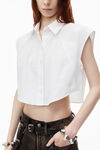 Alexander Wang white cropped sleeveless button-up shirt in cotton