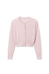 Alexander Wang light pink logo cropped cardigan in superfine merino