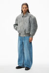 Alexander Wang black embroidered bomber jacket in lambskin