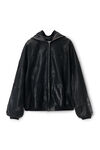 Alexander Wang black 黑色做旧机车皮革连帽夹克