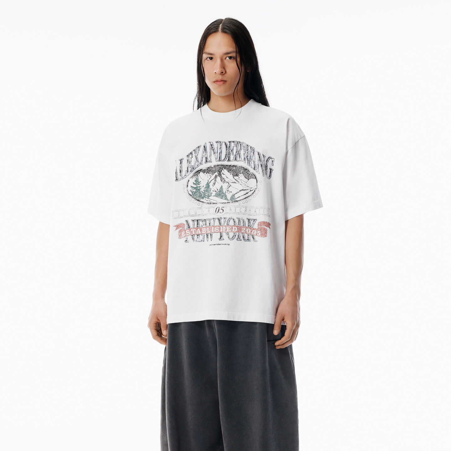 Alexander Wang White Sunfade-effect Wash Jersey Tee
