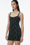 Alexander Wang washed black multi 花卉图案华夫格针织连衣裙