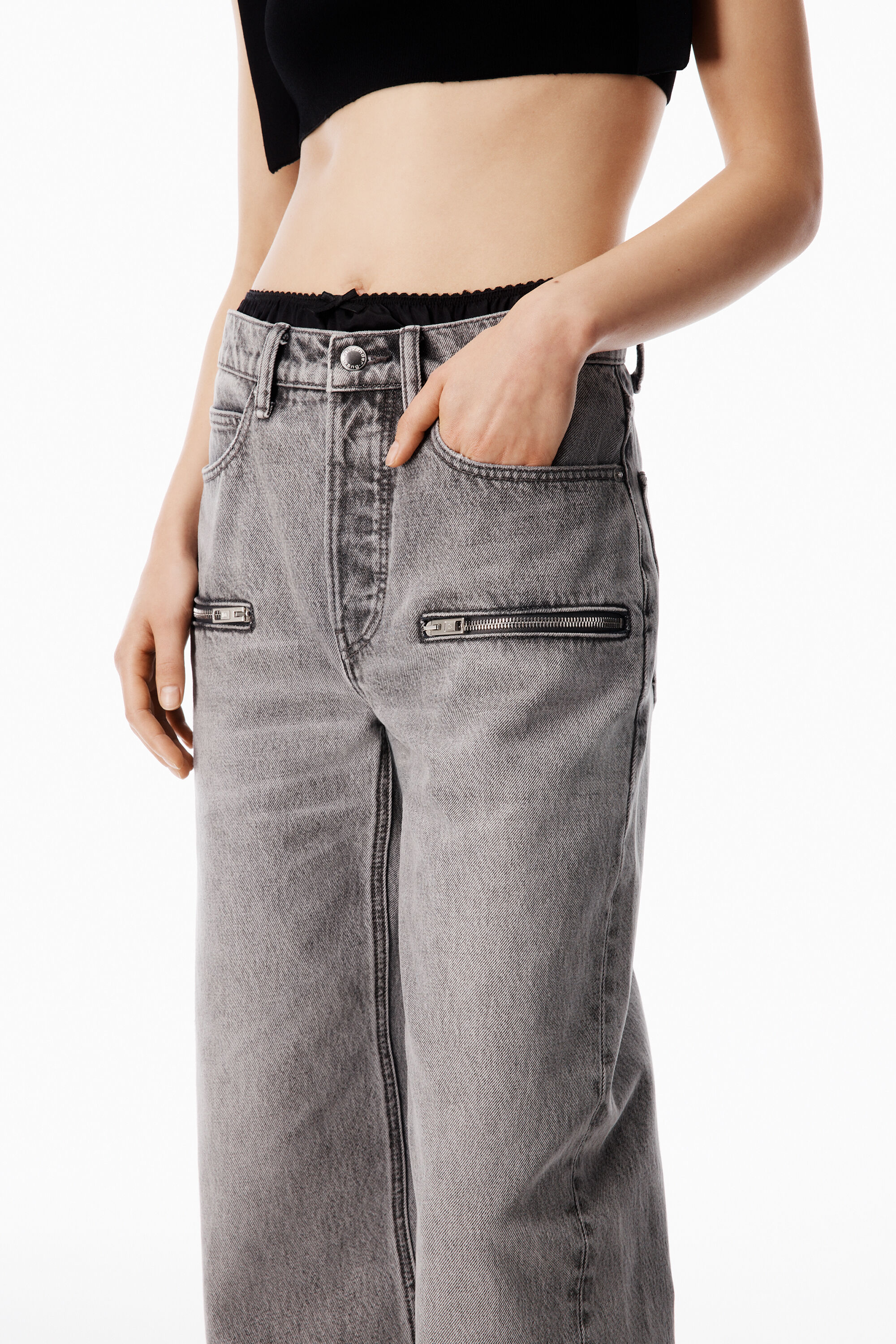 Silk Brief Float Jean in WASHED GREY | alexanderwang®