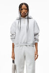 alexander wang puff logo hoodie in structured terry light heather grey