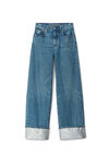 alexander wang 牛仔布水晶袖口直筒牛仔裤 deep blue