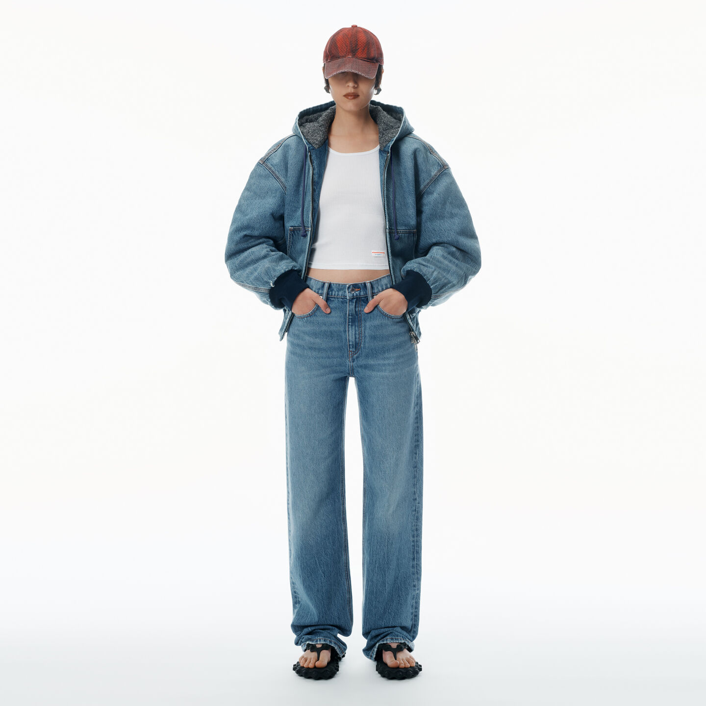 Alexander Wang Ez Mid-rise Jeans With Logo Pocket In Vintage Light Indigo