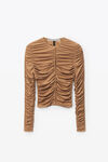 alexander wang ruched cardigan in hosiery jersey campfire