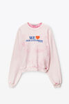 Alexander Wang lt pink bleach out “love our customers”字样运动衫