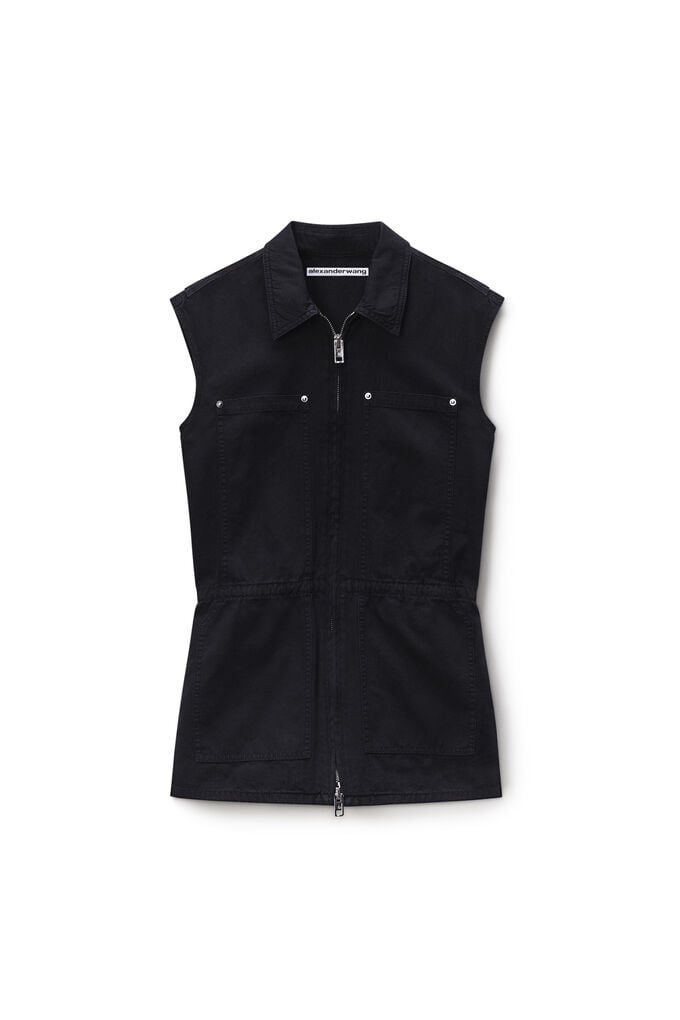 Alexander Wang Workwear Micro Mini Romper In Black