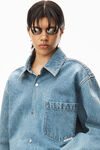 alexander wang 牛仔布透明烫钻加大版型衬衫 vintage light indigo