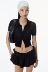 Alexander Wang black logo embroidered polo cardigan in viscose