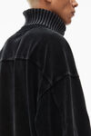 rib trim turtleneck in velour