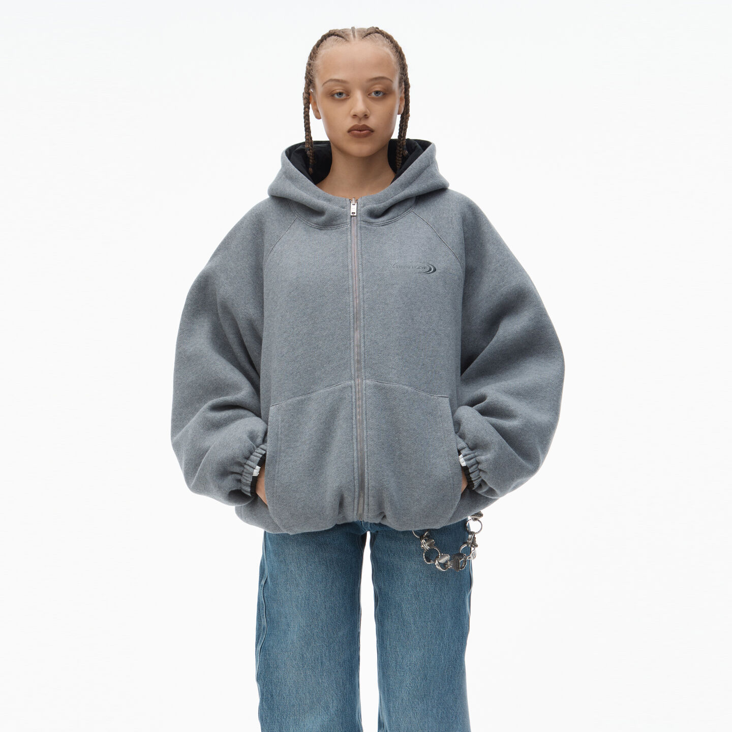 Alexander Wang Reversible Raglan Hoodie In Black