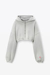 Alexander Wang washed smoke white crop zip up hoodie in classic terry