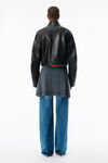 Alexander Wang black black glossy leather cropped moto jacket