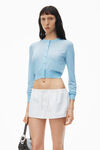 Alexander Wang blue cropped cardigan in clear bead hotfix