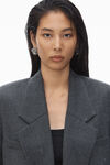 Alexander Wang charcoal クリアビーズ ホットフィックス ウールツイル オーバーサイズ ボクシーブレザー
