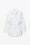 alexander wang layered shirt dress in compact cotton with self-tie  white