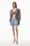 alexander wang pajama boxer shorts in silk paisley jacquard blue bells