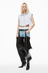 Alexander Wang light blue stripe cropped sleeveless button-up shirt in cotton