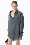 Alexander Wang thunder grey pre-styled off-shoulder shirtdress