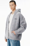 Alexander Wang grey multi 手钩徽标装饰灰色加大款圆领连帽衫