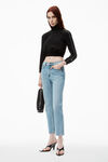 alexander wang og high-rise stovepipe jean in denim  vintage faded indigo