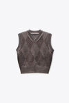 Alexander Wang brown crystal hotfix wool-blend argyle vest