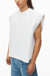 Alexander Wang white puffed logo muscle tank top in cotton