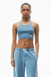 Alexander Wang washed blue débardeur court à dos nageur en coton côtelé