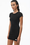 Alexander Wang black short sleeve loungewear dress in ribbed cotton jersey