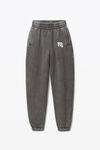 alexander wang puff logo sweatpant in terry washed black
