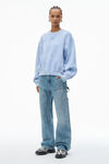 Alexander Wang washed pale blue puff logo sweatshirt in structured terry