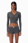Alexander Wang army drab grauer cardigan in waffelstrick