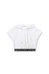 alexander wang cap sleeve hoodie in stretch corduroy bright white