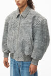 Alexander Wang black embroidered bomber jacket in lambskin