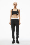 Alexander Wang washed black jogger pant in waffle-knit cotton stretch