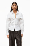 alexander wang open twisted shirt in compact cotton white