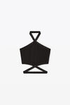 alexander wang logo halter top in viscose knit black