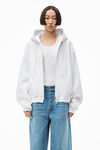 alexander wang felpa con cappuccio e zip in pile a maglia stretta white