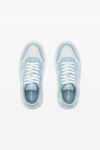 Alexander Wang white/blue puff pebble leather sneaker with logo