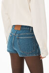 alexander wang mid-rise skort in comfort stretch denim deep blue