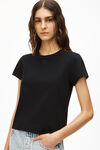alexander wang 发泡徽标装饰棉质平纹针织短款 t 恤 black