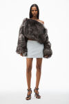alexander wang mini skirt in classic terry ith logo waistband light heather grey