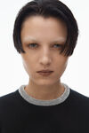 Alexander Wang black long sleeve dress in wool blend with crystal hotfix trim