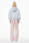 alexander wang puff logo hoodie in structured terry   light heather grey