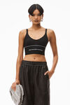Alexander Wang black logo elastic bra in ribbed jersey