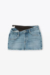 alexander wang asymmetric bikini layer mini skirt in denim vintage light indigo